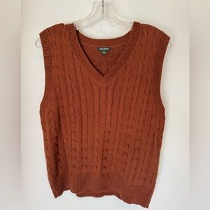 Wild Fable Cable Knit V-Neck Sweater Vest - Brown Rust - Large